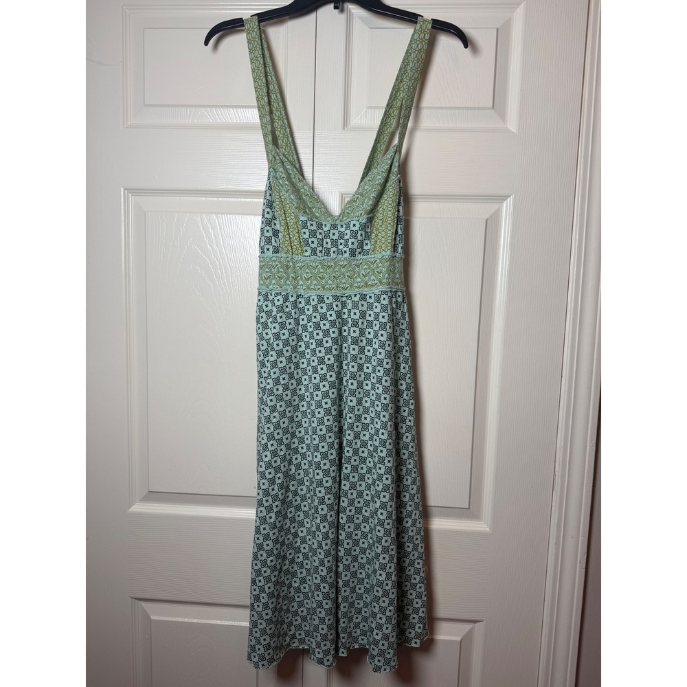 Scrapbook Women Green Geometric Floral Empire Waist Cross Back Sundress Large